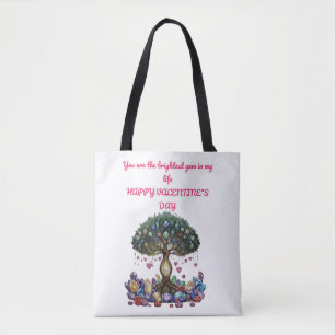 The Heart of the Gem Tree: A Romantic Valentine's Tote Bag