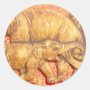 The Heart of the Herd: Elephant Family Portrait Classic Round Sticker