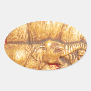 The Heart of the Herd: Elephant Family Portrait Oval Sticker