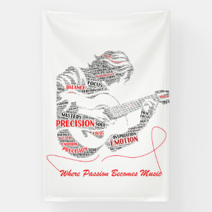 The Heart Plays First Guitar Typography Art Banner