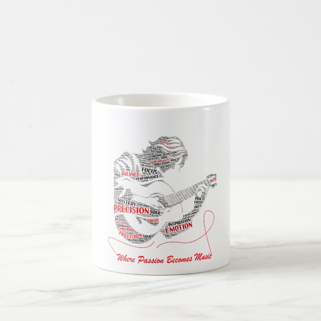 The Heart Plays First | Guitar Typography Art Coffee Mug (Center)