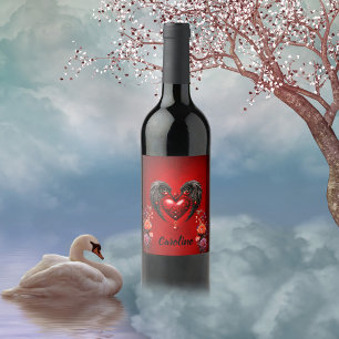 The heart with black wings wine label