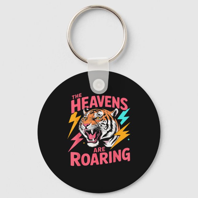 The Heavens Are Roaring Psalm 19_1 Tiger Christian Key Ring (Front)