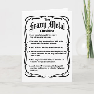 The Heavy Metal Checklist Card