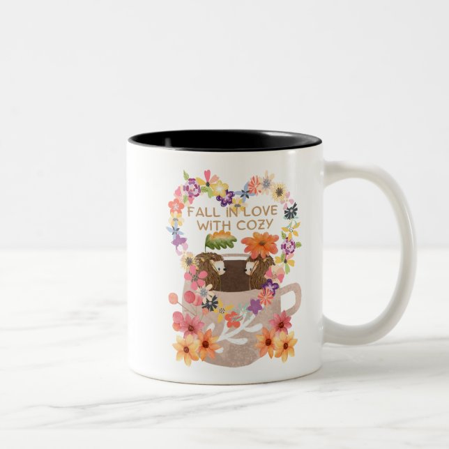 The Hedgehog Falling in Love Two-Tone Coffee Mug (Right)