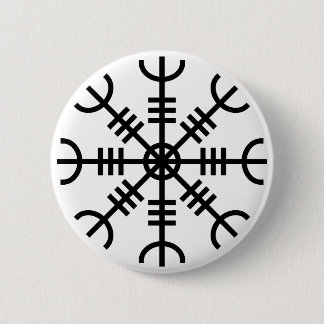 The Helm of Awe - Aegishjalmur (black) 6 Cm Round Badge