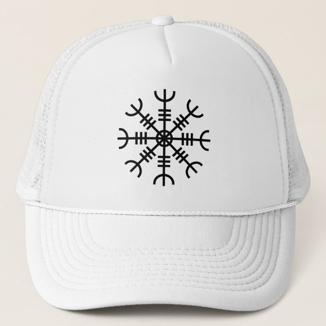 The Helm of Awe - Aegishjalmur (black) Trucker Hat (Front)