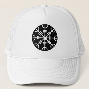 The Helm of Awe - Aegishjalmur (white on black) Trucker Hat