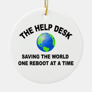 The Help Desk - Saving The World Ceramic Tree Decoration