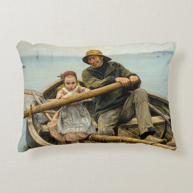 The Helping Hand, 1881 by Emile Renouf Decorative Cushion (Front)