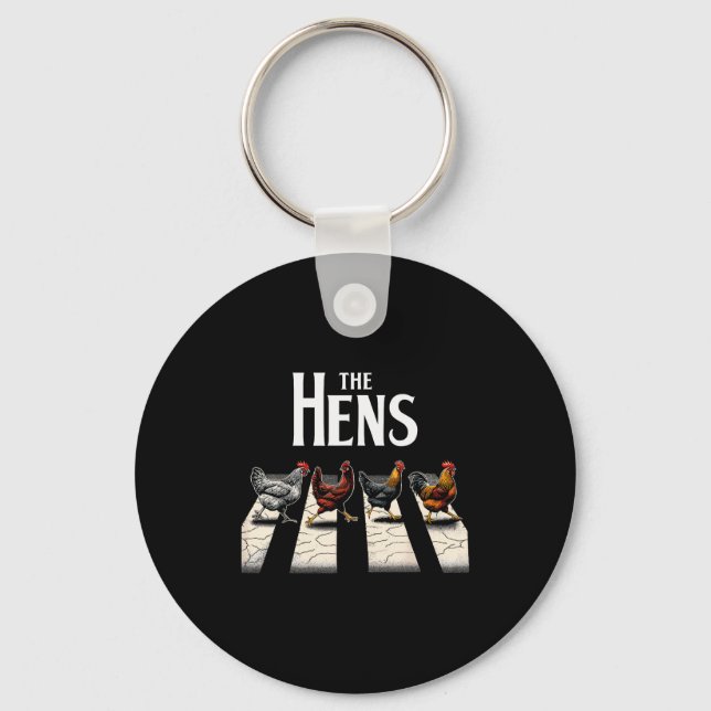 The Hens Retro Chicken Men Kids Women Funny Chicke Key Ring (Front)