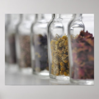 The herbs which a glass bottle contains poster