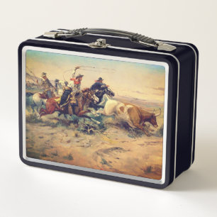 The Herd Quitter (by C. M. Russell, c. 1897) Metal Lunch Box