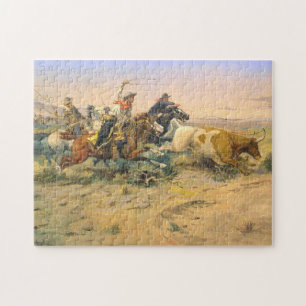 The Herd Quitter Cowboy Wranglers C Russell 1897 Jigsaw Puzzle