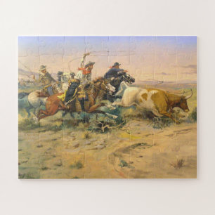 The Herd Quitter Cowboy Wranglers C Russell 1897 Jigsaw Puzzle
