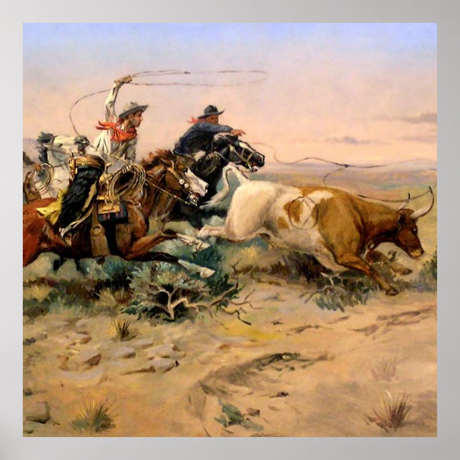 “The Herd Quitter” Western Art by Charles M Russel Poster (Front)