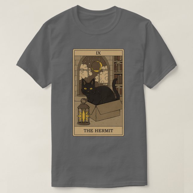 The Hermit Cats Tarot T-Shirt (Design Front)