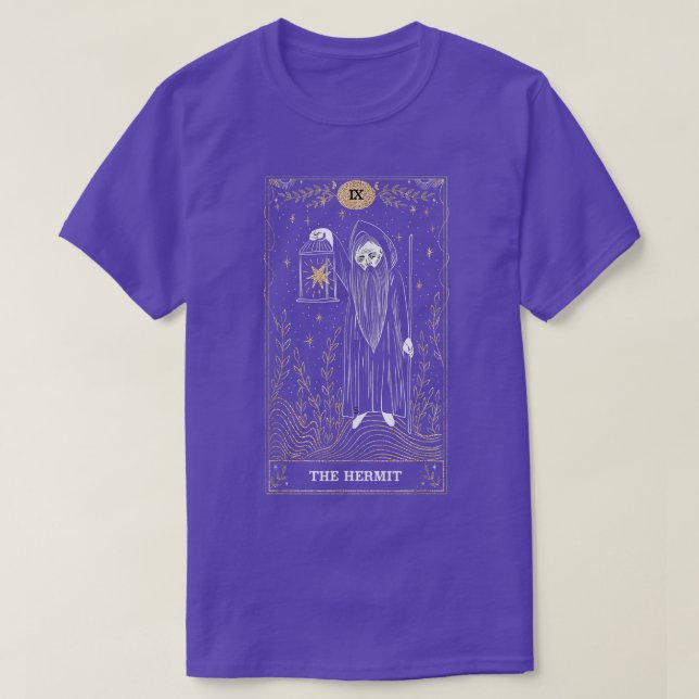 The Hermit  IX Tarot Card  T-Shirt (Design Front)