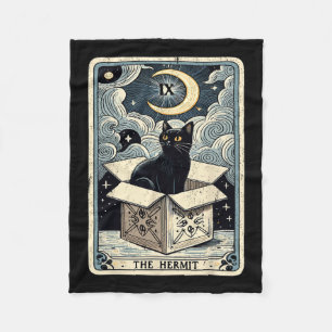The Hermit Tarot Card Cat In Box Mystic Funny Cat  Fleece Blanket