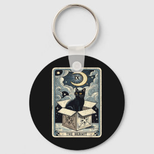 The Hermit Tarot Card Cat In Box Mystic Funny Cat  Key Ring