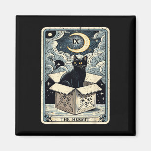 The Hermit Tarot Card Cat In Box Mystic Funny Cat  Magnet