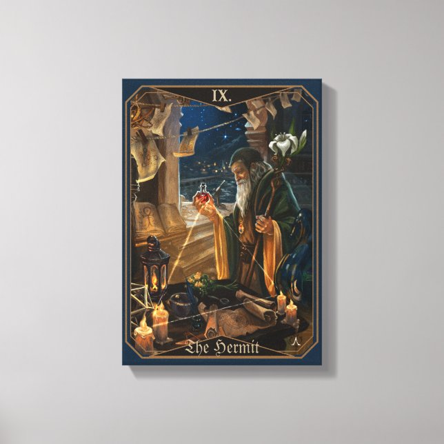 The Hermit tarot card -  fantasy alchemy art Canvas Print (Front)