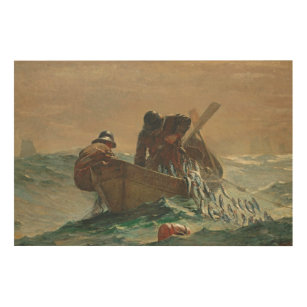 The Herring net, 1885 (oil on canvas) Wood Wall Art
