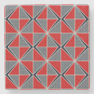 The Hetman’s Shield: Crimson & Slate Geometric Stone Coaster