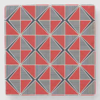 The Hetman’s Shield: Crimson & Slate Geometric Stone Coaster