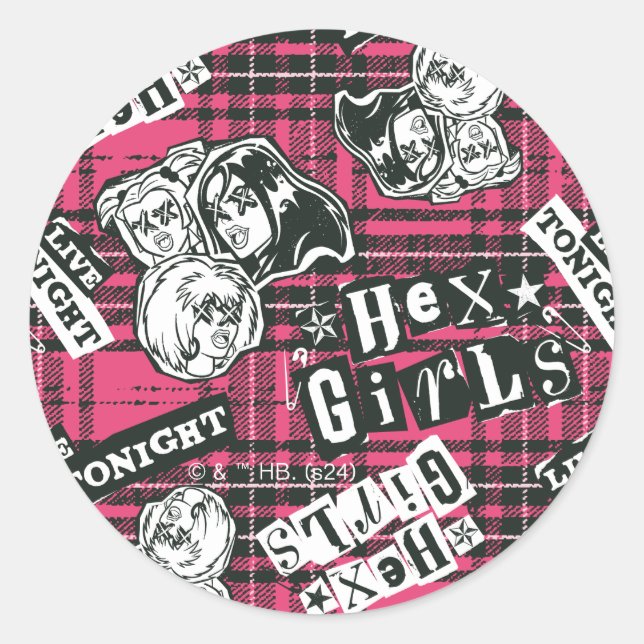 The Hex Girls Punk Plaid Pattern Classic Round Sticker (Front)