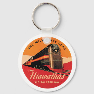 The Hiawathas Vintage Railroad Ad Key Ring