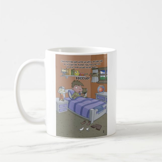 The Hiccup Book - mug - Sam wakes up (Left)