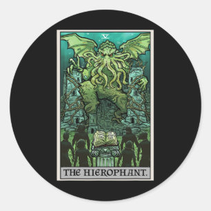 The Hierophant Tarot Card Cthulhu Clic Horror Hall Classic Round Sticker