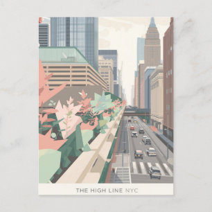 The High Line NYC Pastel Art Postcard