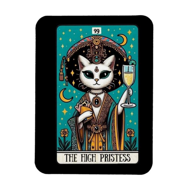 The High Priestess Cat Tarot Magnet (Vertical)