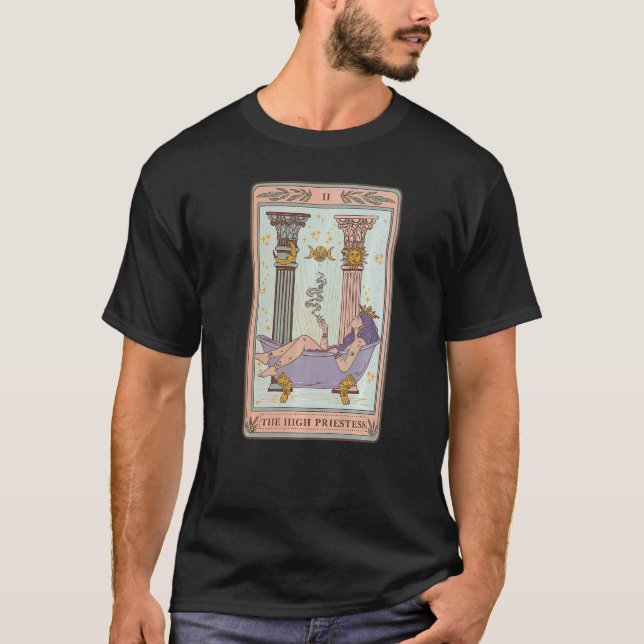 The High Priestess Weed Tarot Card Face Moon Sun A T-Shirt (Front)
