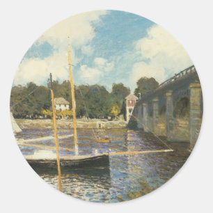 The Highway Bridge at Argenteuil by Claude Monet Classic Round Sticker