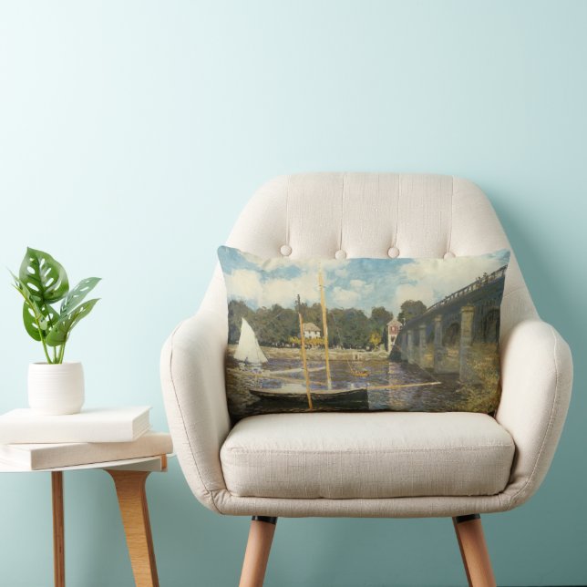 The Highway Bridge at Argenteuil by Claude Monet Lumbar Cushion (Chair)