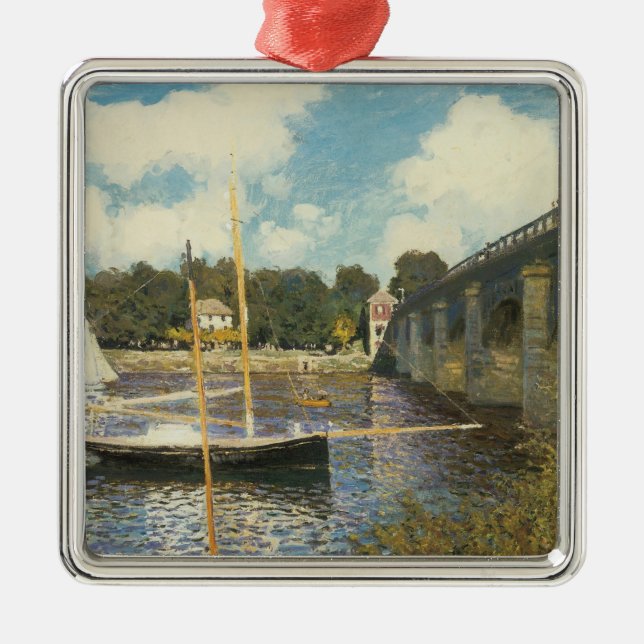 The Highway Bridge at Argenteuil by Claude Monet Metal Tree Decoration (Front)