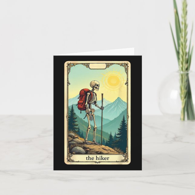 The Hiker Tarot Card Skeleton Mountain Hiking  (Front)