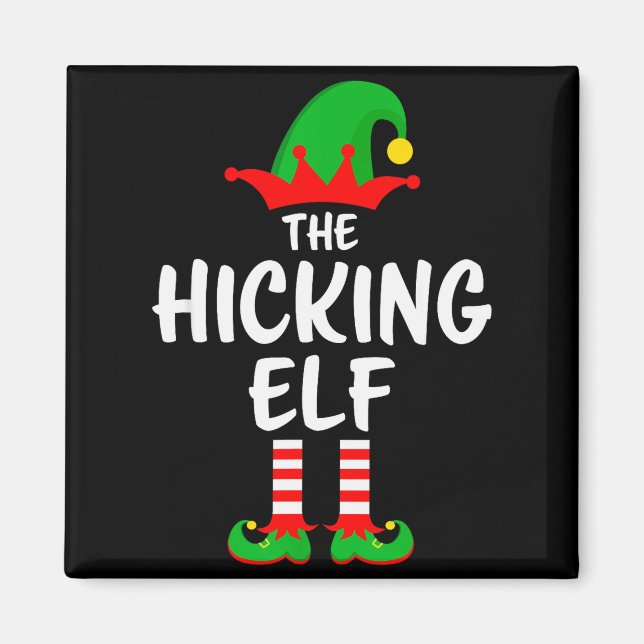 The Hiking Elf Matching Family Christmas  Magnet (Front)