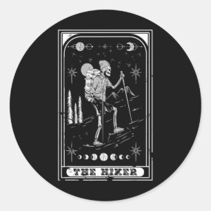 The Hiking Goth Skeleton Tarot Card Nature Hallowe Classic Round Sticker