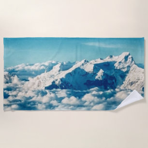 The Himalayas Mountains in Clouds Blue Sky Beach Towel