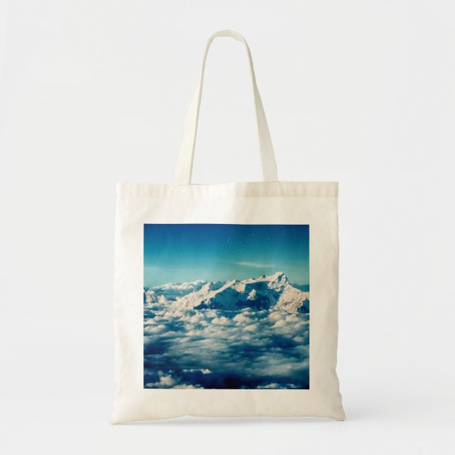 The Himalayas Mountains in Clouds Blue Sky Tote Bag (Front)