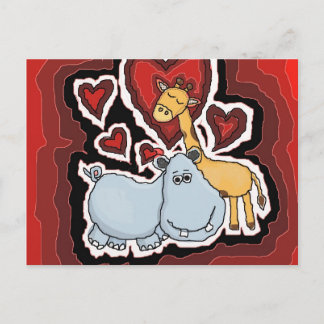 the Hippo, the Giraffe and the Heart. Postcard