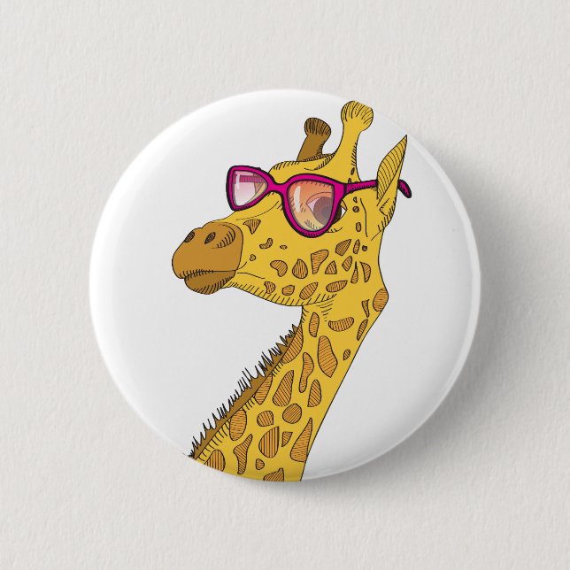 The Hipster Giraffe 6 Cm Round Badge (Front)
