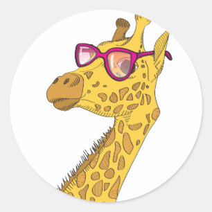 The Hipster Giraffe Classic Round Sticker