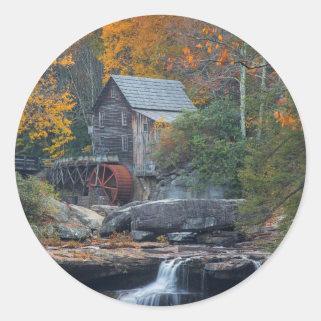 The Historic Grist Mill On Glade Creek 2 Classic Round Sticker (Front)