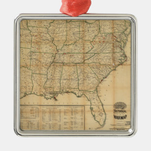 The Historical Civil War Map (1862) Metal Tree Decoration