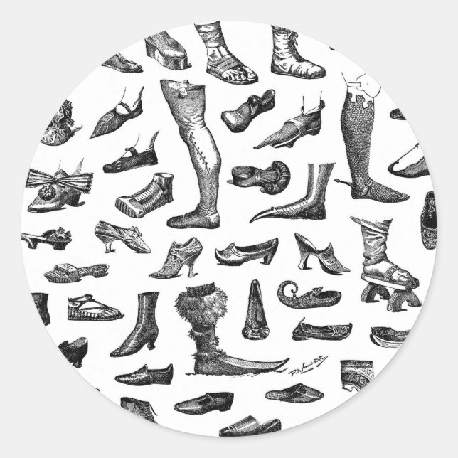 The History of Shoes Classic Round Sticker (Front)